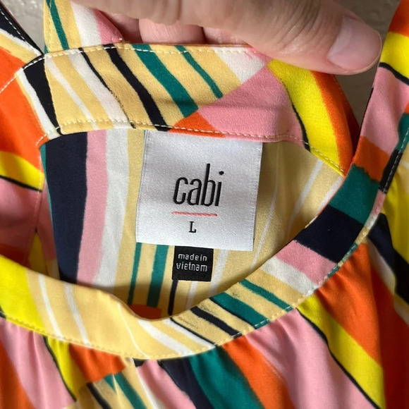 CAbi Tank Top Women's Large Skip Colorful Stripe Flounce Hem Summer Rainbow 5979 - Picture 6 of 8